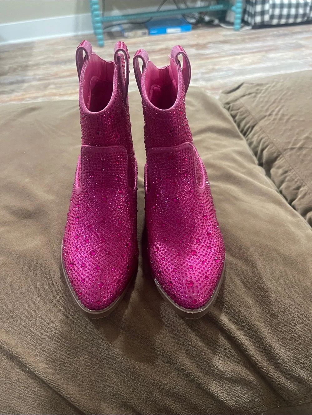 Link Kids Pink Sequin Western Ankle Boots